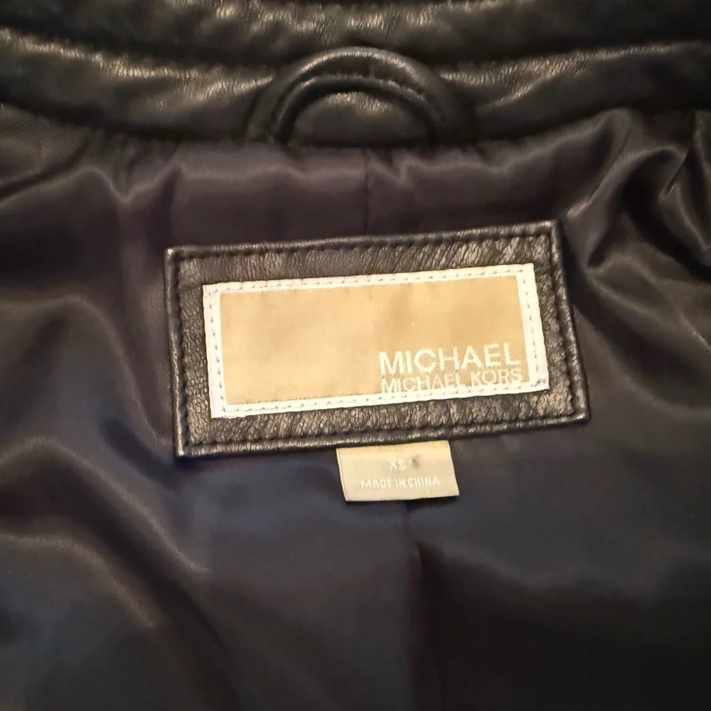 Michael Kors Black Leather Moto Jacket EUC / Like New - Picture 6 of 7